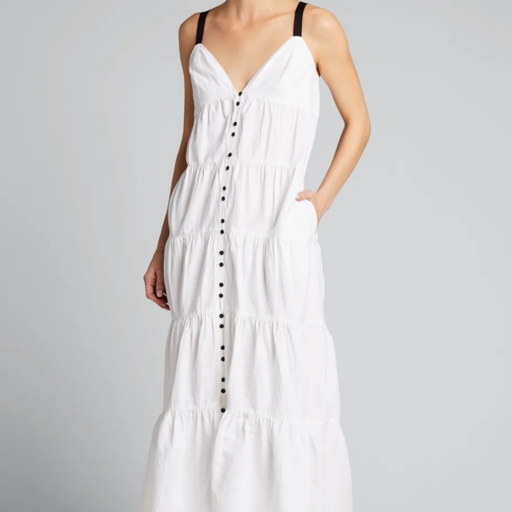 FRAME tiered utility maxi white dress